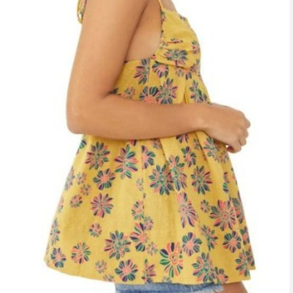 NWT Free People Indigo Molly Smock Cami Golden Yellow size XS - Picture 3 of 11